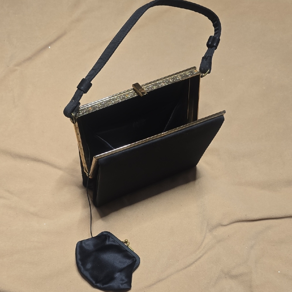 Chic Black Clutch with Gold Accents